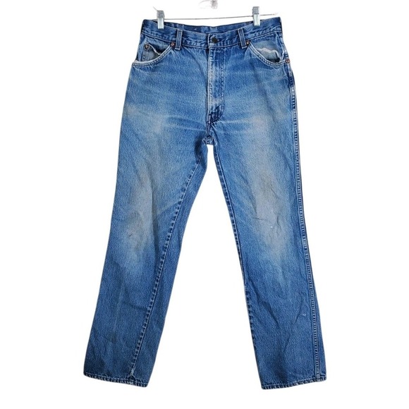 Vtg 80s Levis 557 Blue Jeans Mens 33x34 Distressed Straight Tapered (30x32) USA - Picture 1 of 15